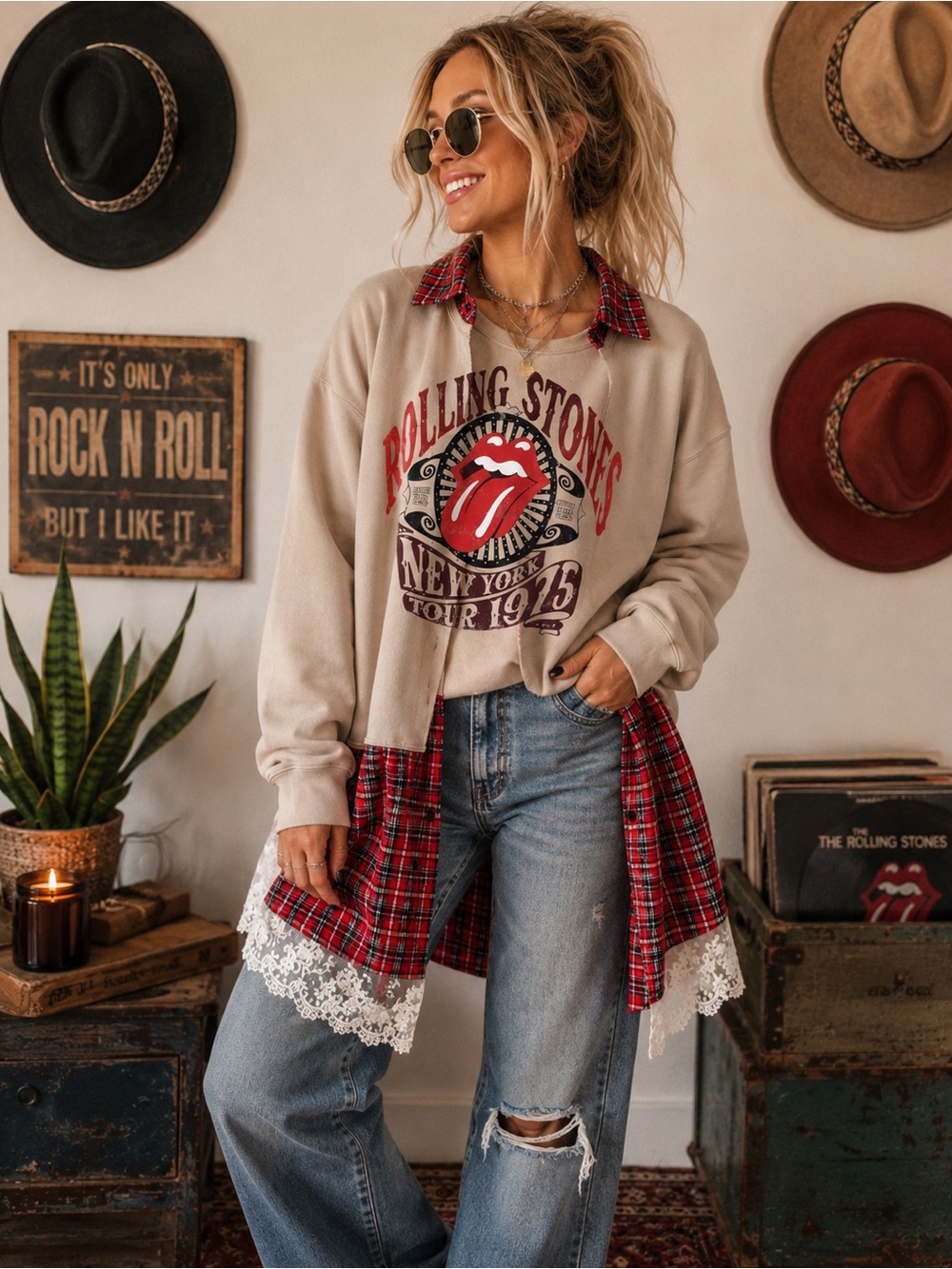 Upcycled Rolling Stones Sweatshirt